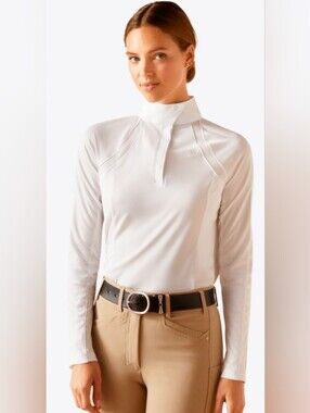 Ariat Women's Sunstopper 3.0 Show Shirt, White. Large, NEW Item 10048938
